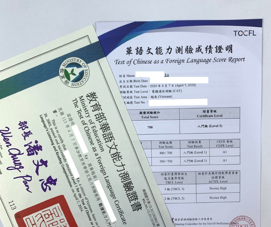 Thời gian nhận chứng chỉ TOCFL sau khi thi mới nhất 2025 3 chứng chỉ tocfl
