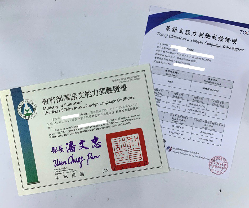 Thời gian nhận chứng chỉ TOCFL sau khi thi mới nhất 2025 11 chứng chỉ tocfl