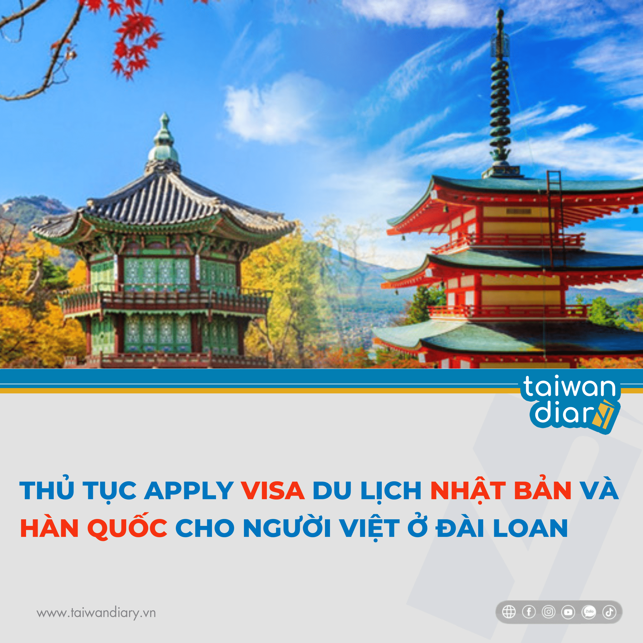 Thủ tục xin Visa du lịch Nhật Bản và Hàn Quốc dành cho người Việt ở Đài Loan