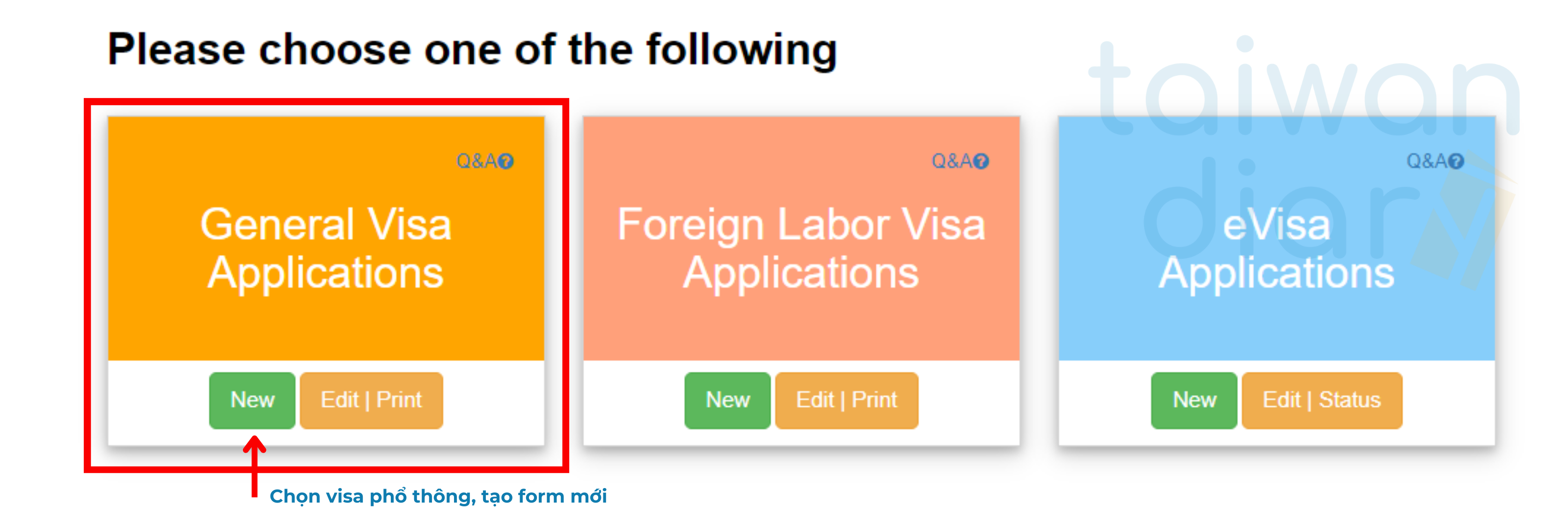Tờ khai xin Visa du học Đài Loan