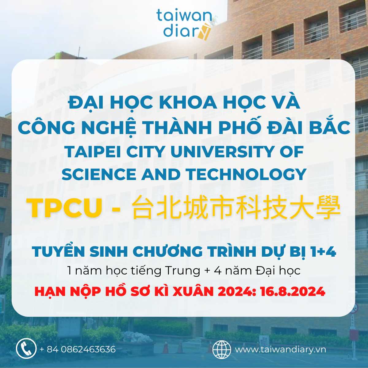 hệ 1+4 Đại học Khoa học và Công Nghệ Thành Phố Đài Bắc kỳ thu 2024