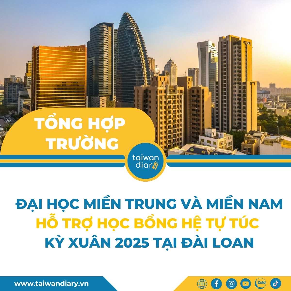 Các trường đại học Đài Loan hỗ trợ học bổng hệ tự túc kỳ xuân 2025 - miền Trung và miền Nam 1 hoc bong he tu tuc 2